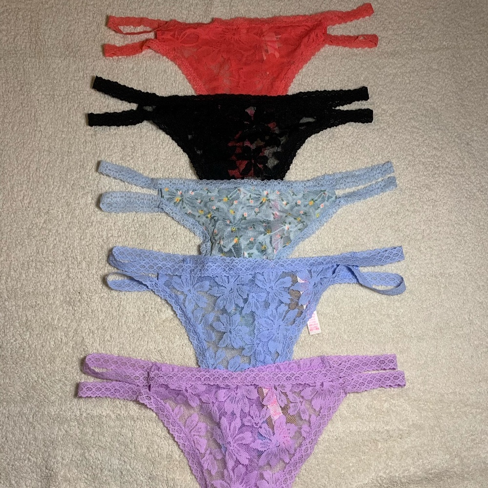 5 NWT Victorias Secret Pink lace thongs